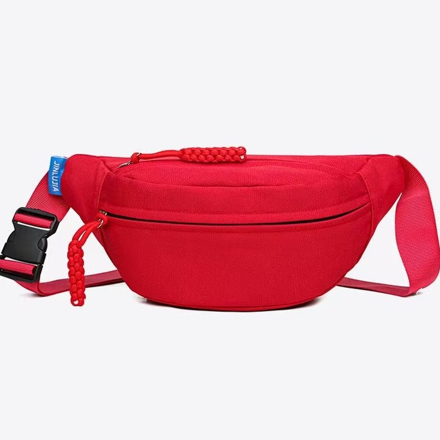 Curved Crossbody Pouch – Curved zip chest bag, Red – custom OEM bag by NORYAQ