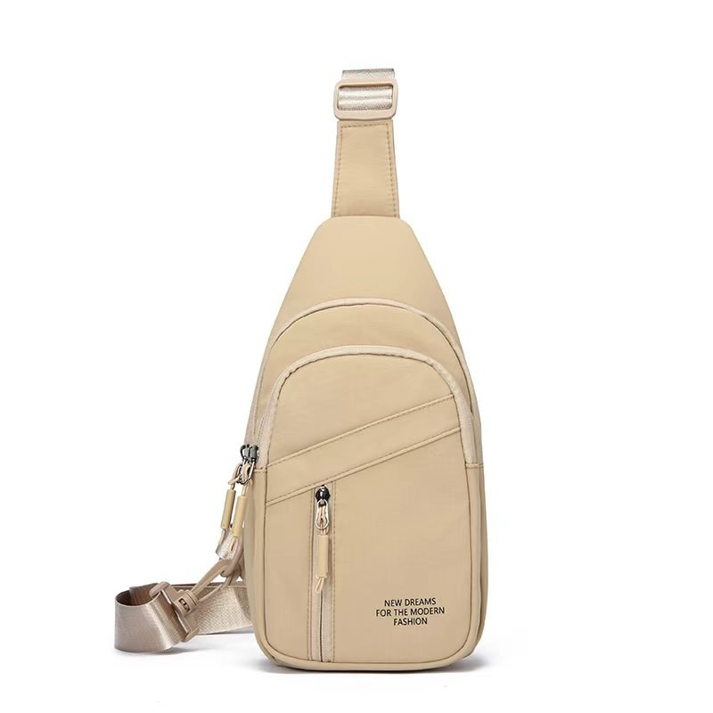 Sling Chest Bag – Multi-zip sling bag, Khaki – custom OEM bag by NORYAQ