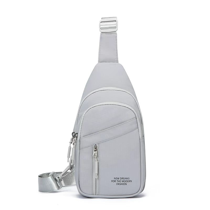 Sling Chest Bag – Multi-zip sling bag, Light Gray – custom OEM bag by NORYAQ