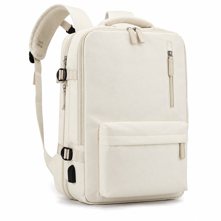Travel Expandable Backpack – Commuter and travel pack, Cream – custom OEM bag by NORYAQ